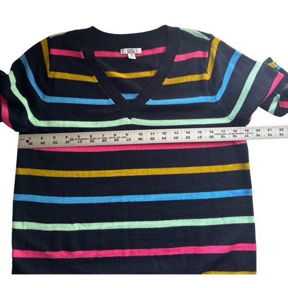 Croft & Barrow Black & Multicolor Striped Pullover V-Neck Sweater Size M - Picture 6 of 7